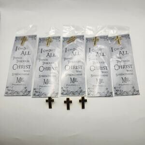 Autom Jesus Cross‎ Lapel Pins Lot 8 Five Sealed Philippians 4:13 Christian Gold